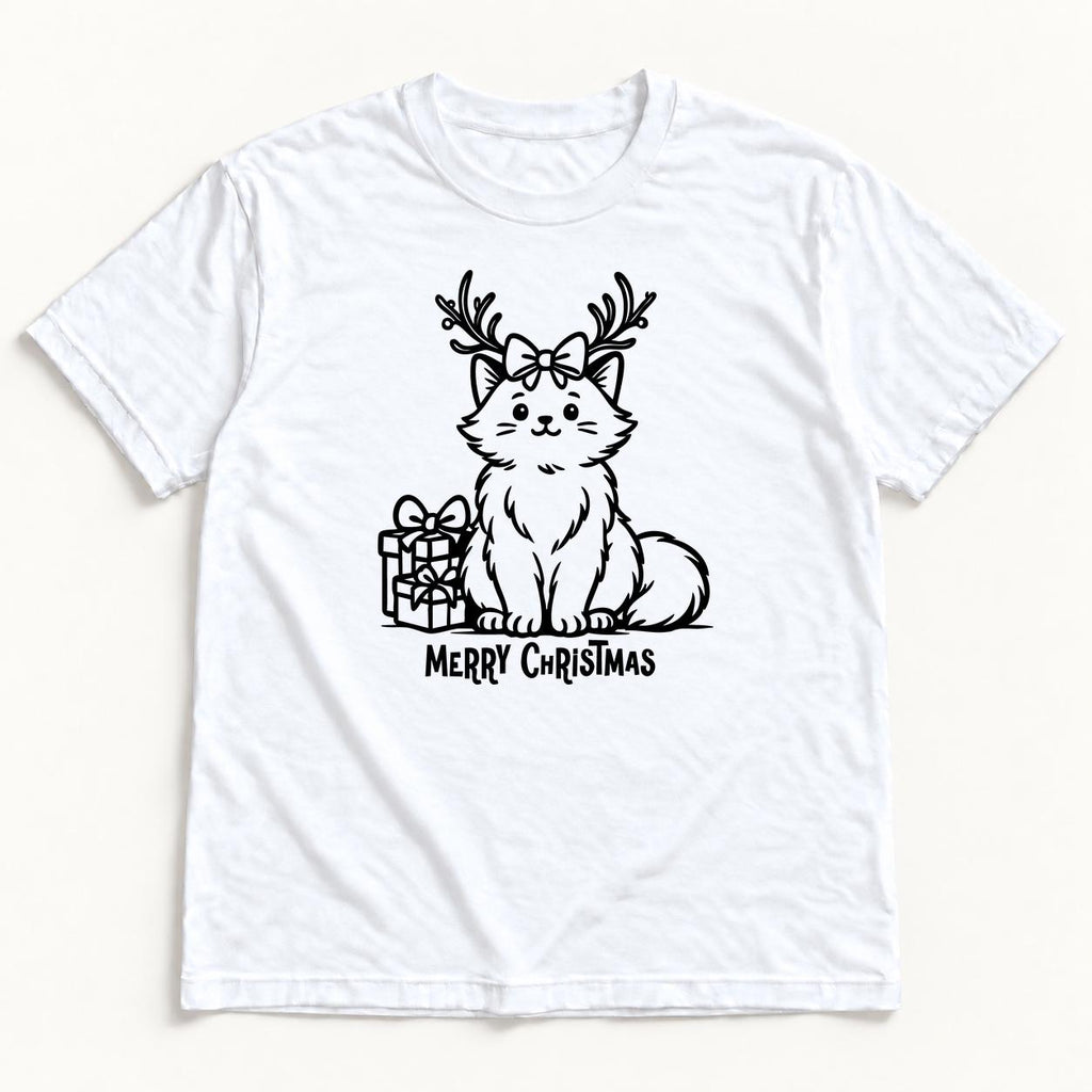 Merry Christmas Antler Cat — garment mockup or size chart