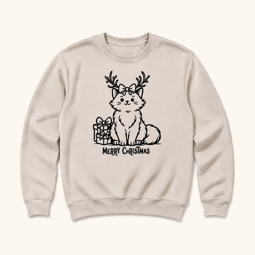Merry Christmas Antler Cat — garment mockup or size chart