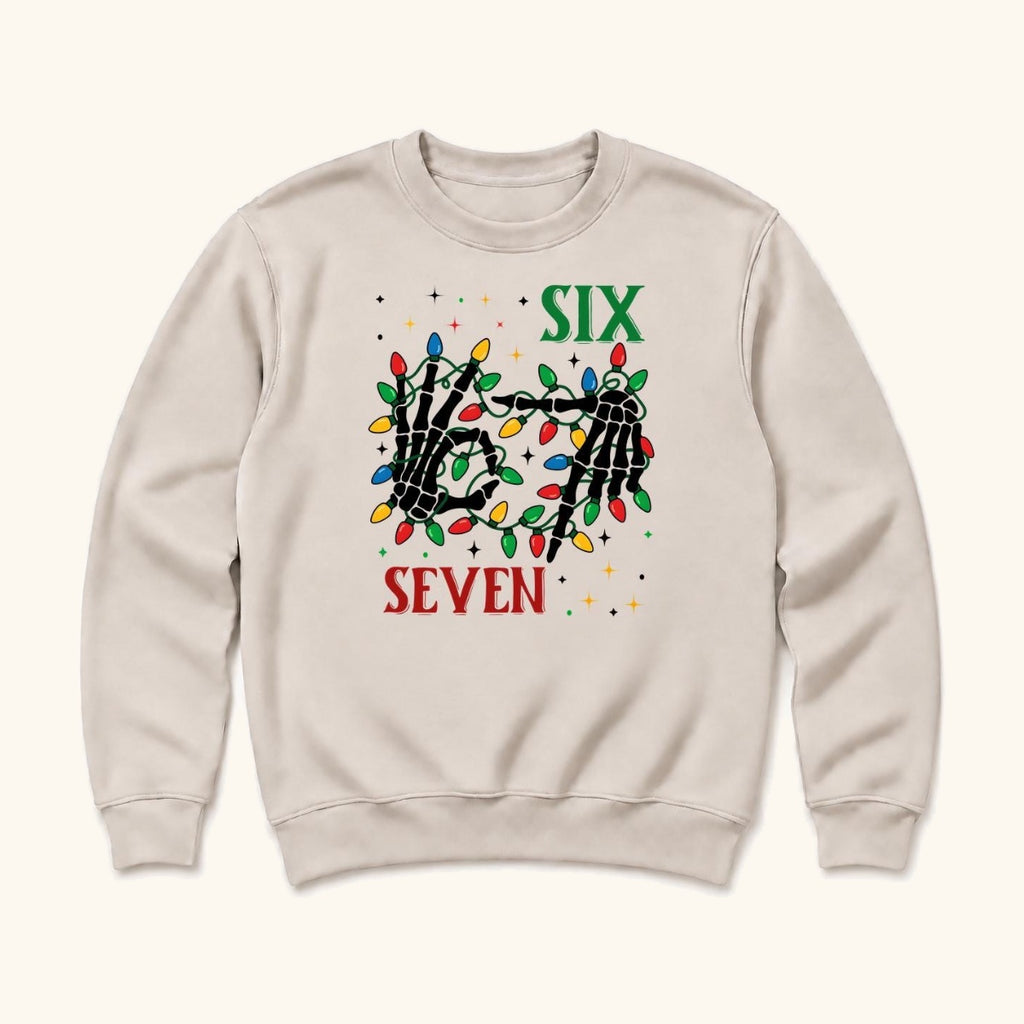 Six Seven Christmas Skeleton Hands — garment mockup or size chart