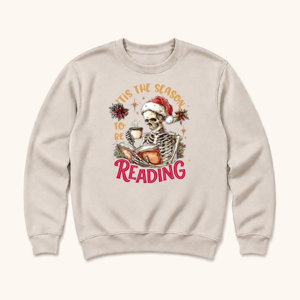 Tis the Season to Be Reading Skeleton — garment mockup or size chart