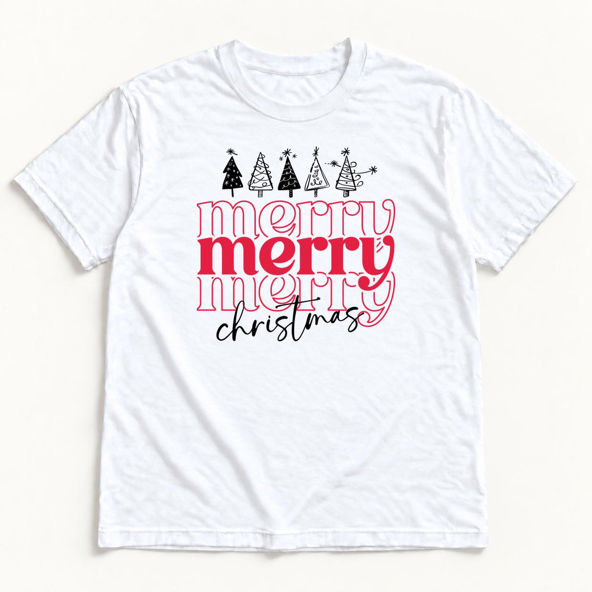 Merry Merry Merry Christmas — garment mockup or size chart