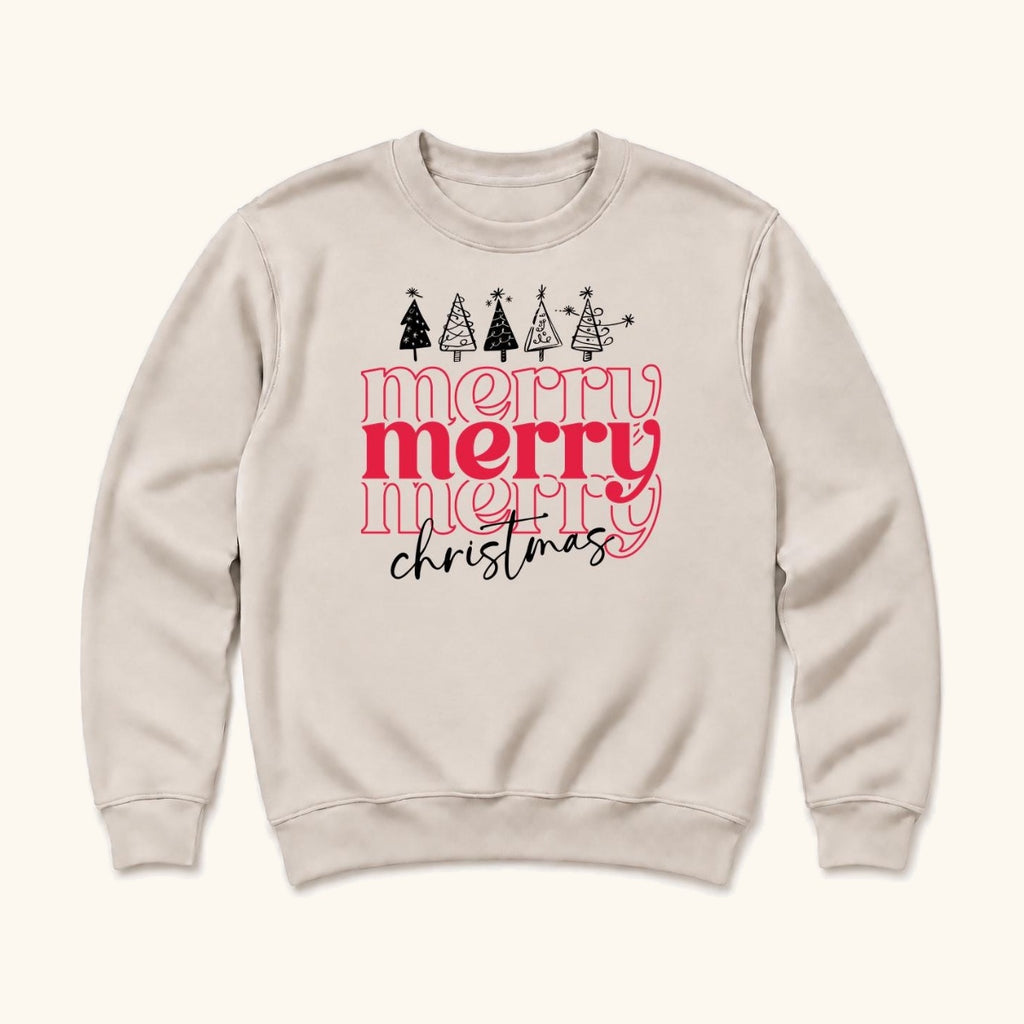 Merry Merry Merry Christmas — garment mockup or size chart