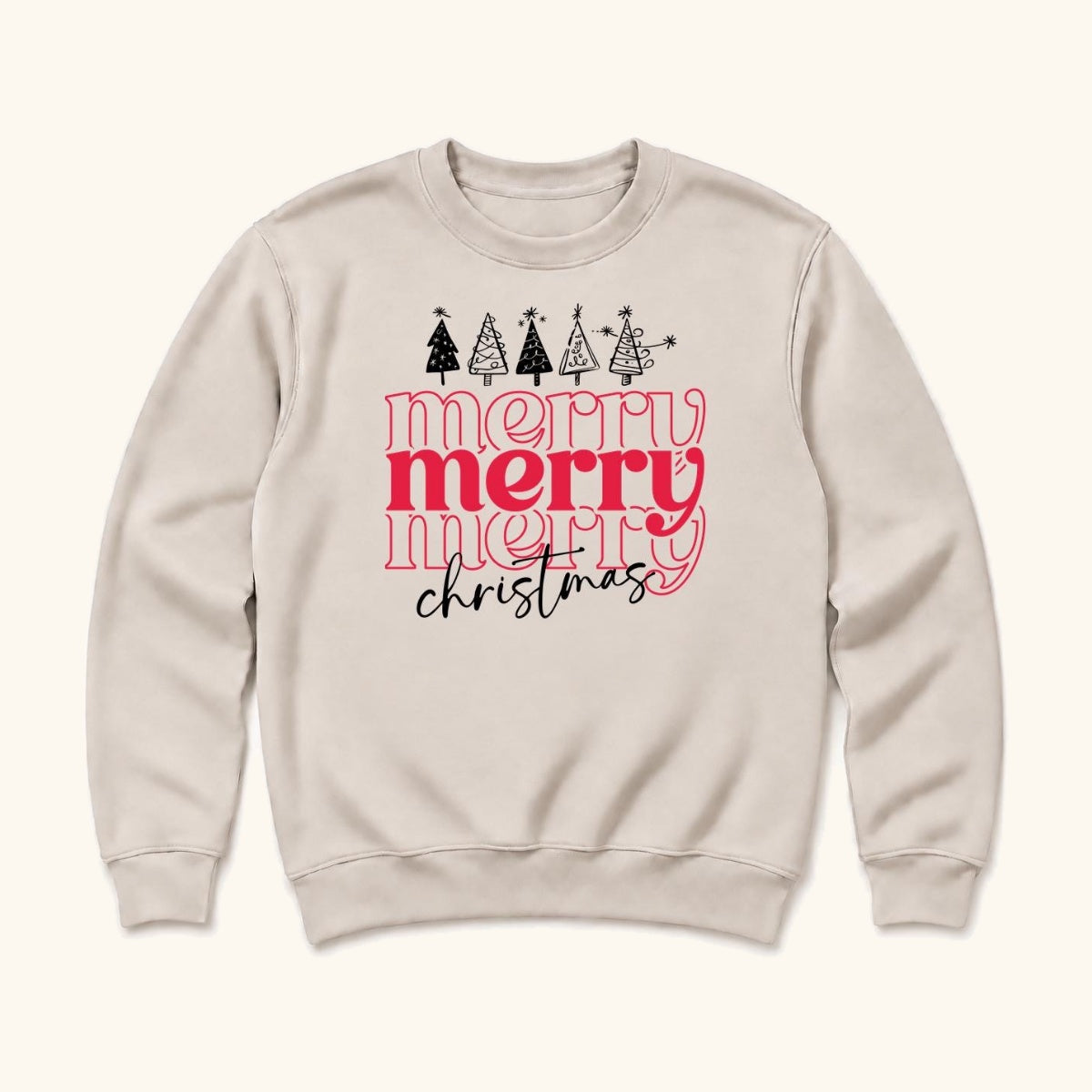 Merry Merry Merry Christmas — garment mockup or size chart