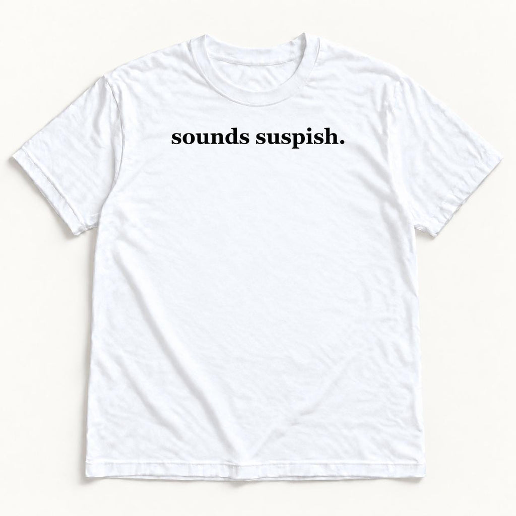 Sounds Suspish — Funny True Crime Sweater — garment mockup or size chart