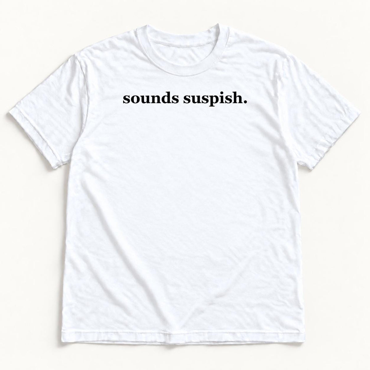 Sounds Suspish — Funny True Crime Sweater — garment mockup or size chart