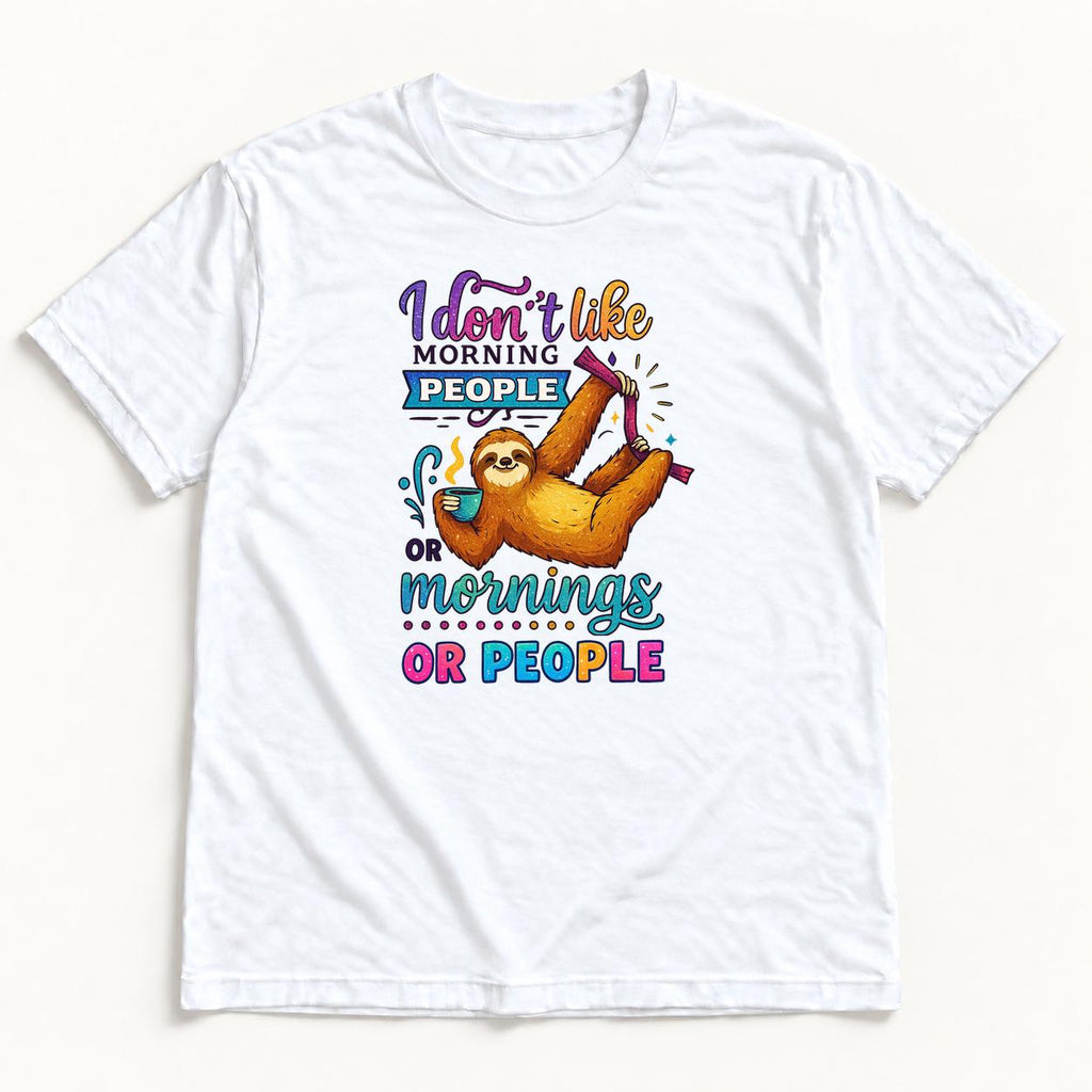I Don't Like Morning People Sloth — garment mockup or size chart