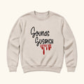 Sounds Suspish — Black Script and Red Drip Graphic — garment mockup or size chart