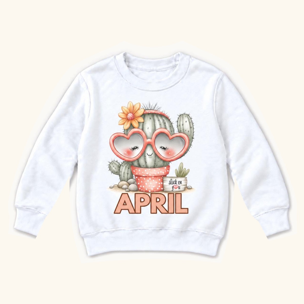Personalized Cactus — Heart Glasses Cactus — garment mockup or size chart