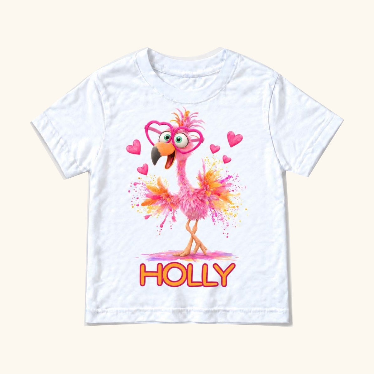 Personalized Flamingo — garment mockup or size chart