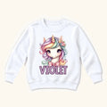 Personalized Unicorn — Pastel Rainbow Mane and Pink Bow — garment mockup or size chart