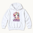 Personalized Unicorn — Pastel Rainbow Mane and Pink Bow — garment mockup or size chart