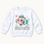 Personalized Fish — Pink and Mint Fish with Golden Diving Goggles — garment mockup or size chart