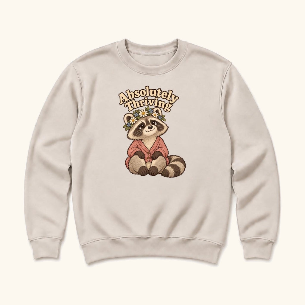 Absolutely Thriving Raccoon — garment mockup or size chart