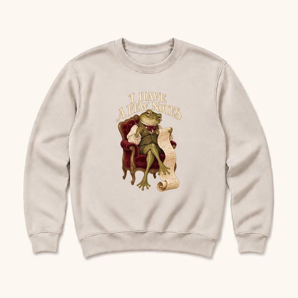I Have a Few Notes Frog — garment mockup or size chart