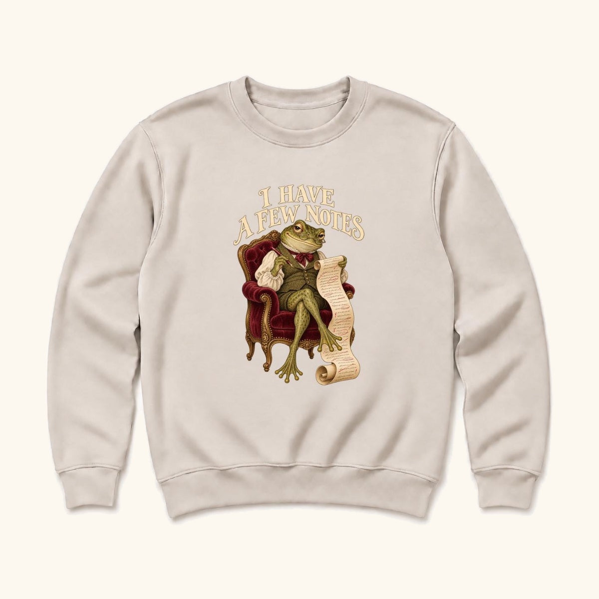 I Have a Few Notes Frog — garment mockup or size chart