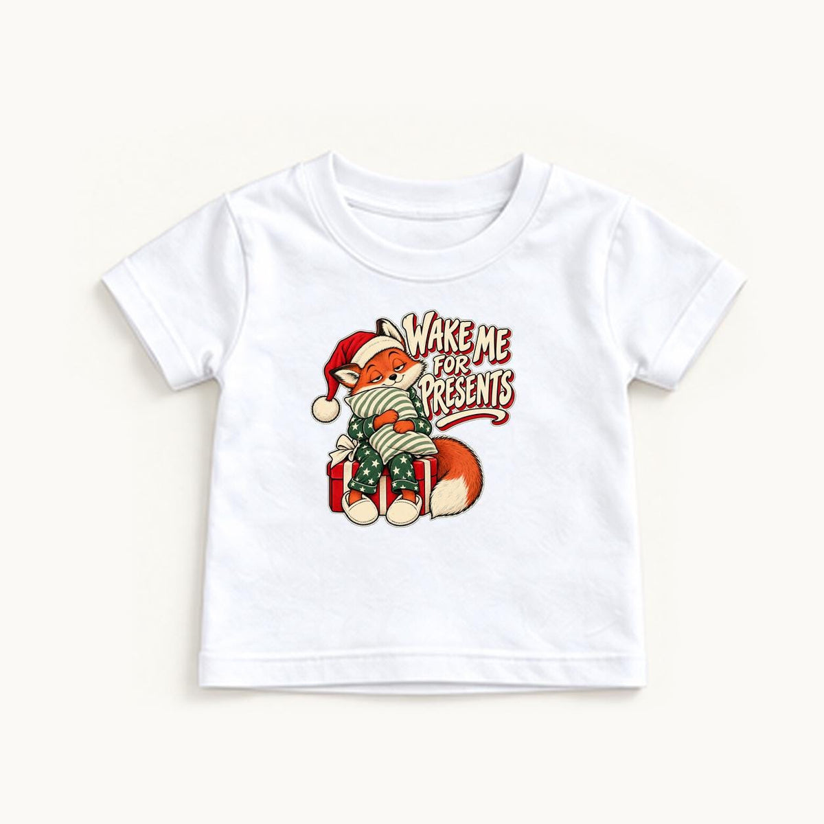 Wake Me for Presents — garment mockup or size chart