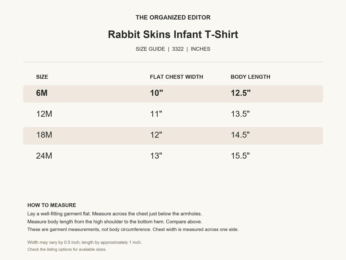 I Have No Inside Voice — garment mockup or size chart
