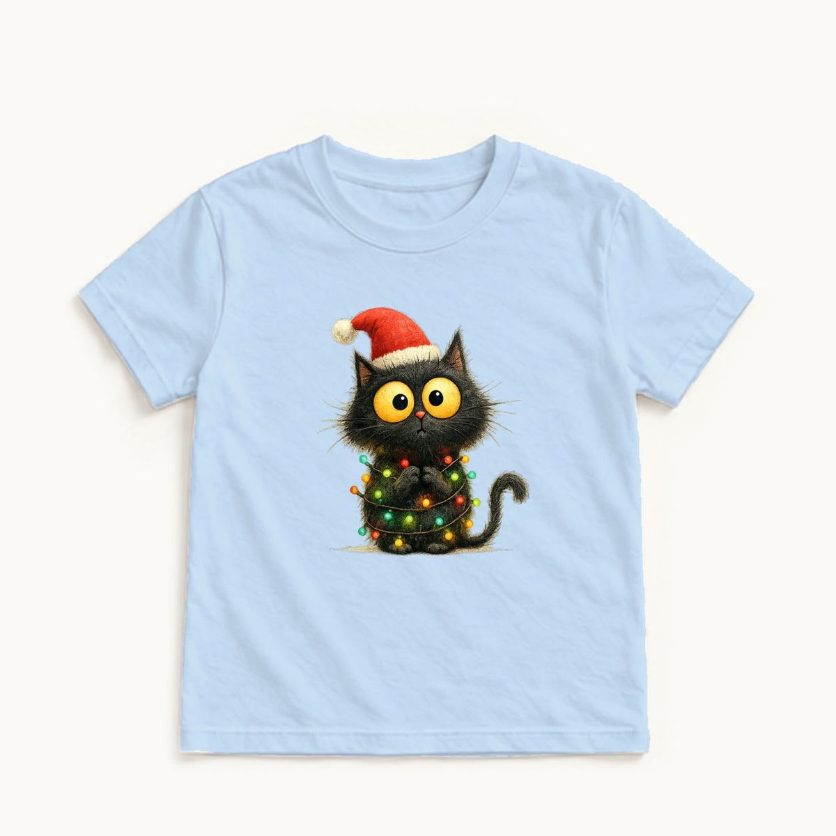 Christmas Lights Cat — garment mockup or size chart