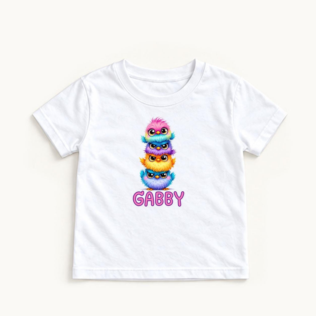 Personalized Stacked Birds — garment mockup or size chart