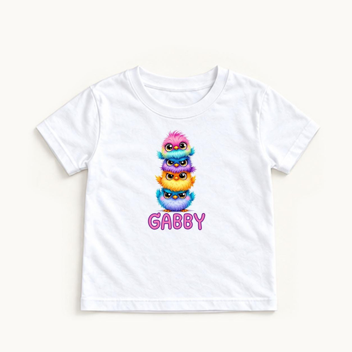 Personalized Stacked Birds — garment mockup or size chart