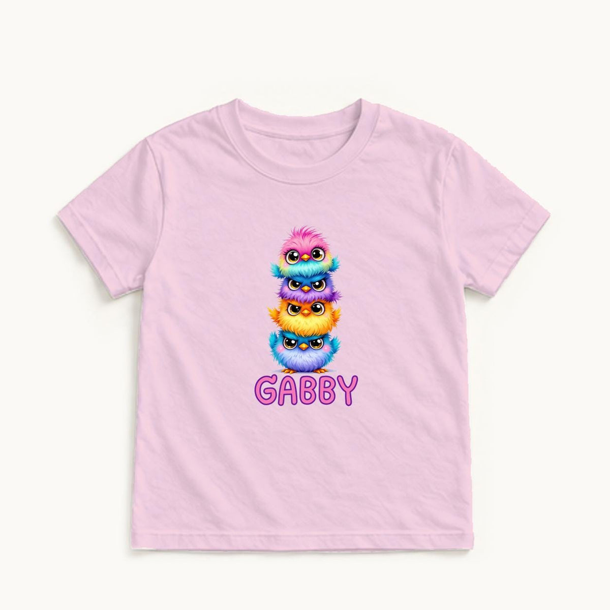 Personalized Stacked Birds — garment mockup or size chart