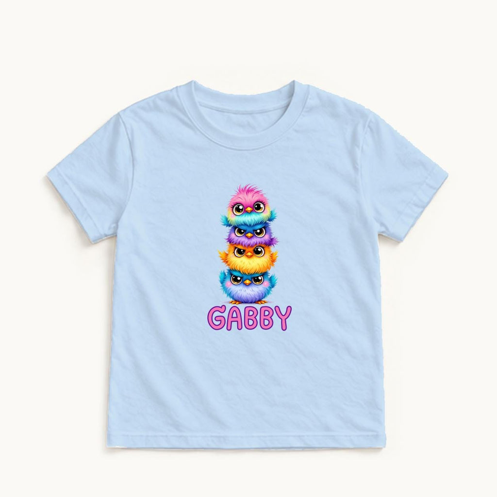 Personalized Stacked Birds — garment mockup or size chart