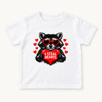 I Steal Hearts Raccoon — garment mockup or size chart