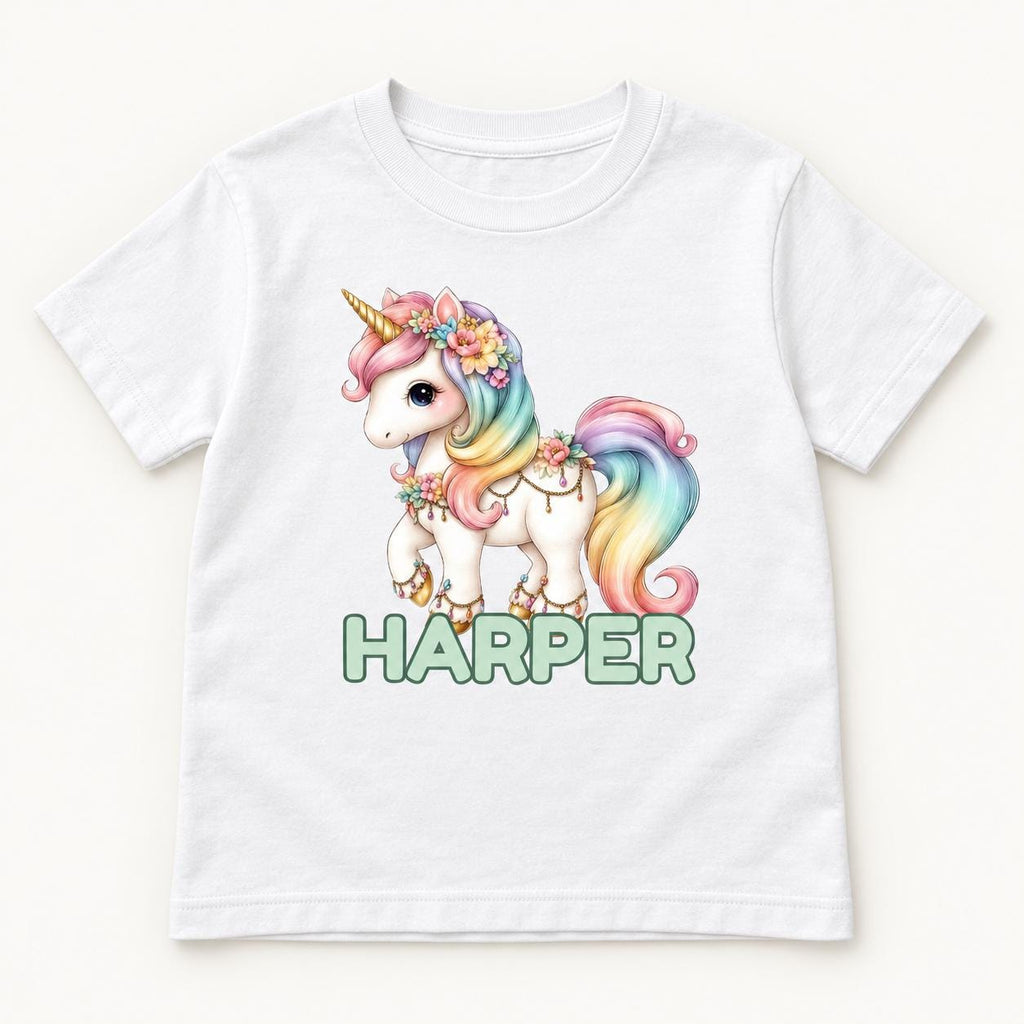 Personalized Floral Unicorn — garment mockup or size chart