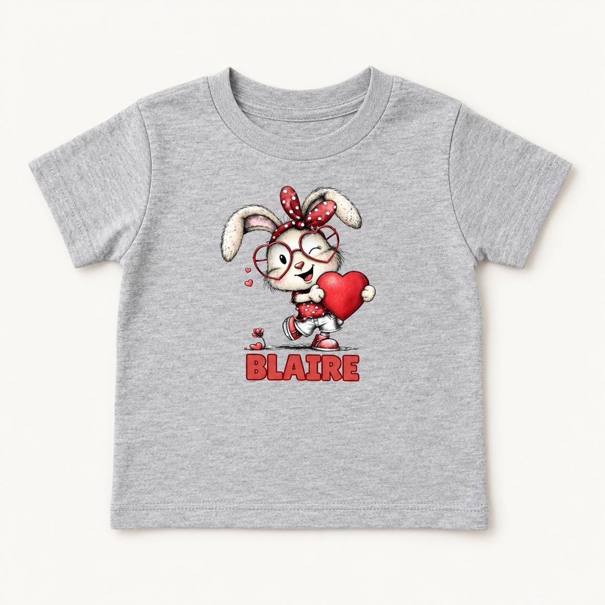 Personalized Winking Bunny — garment mockup or size chart