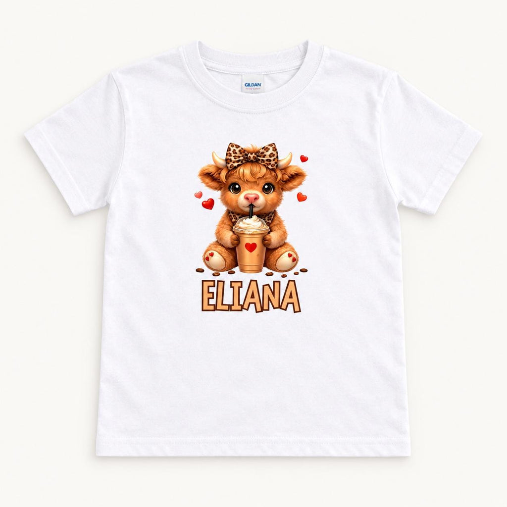 Personalized Coffee Highland Cow — garment mockup or size chart