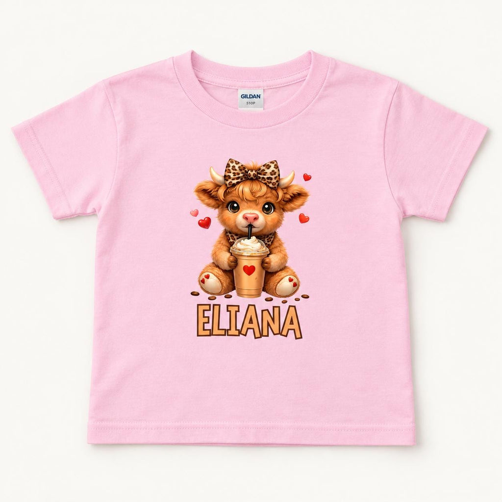 Personalized Coffee Highland Cow — garment mockup or size chart