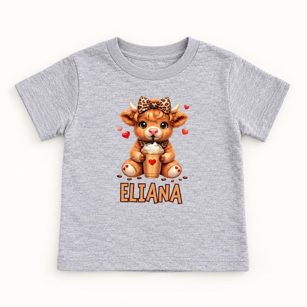 Personalized Coffee Highland Cow — garment mockup or size chart