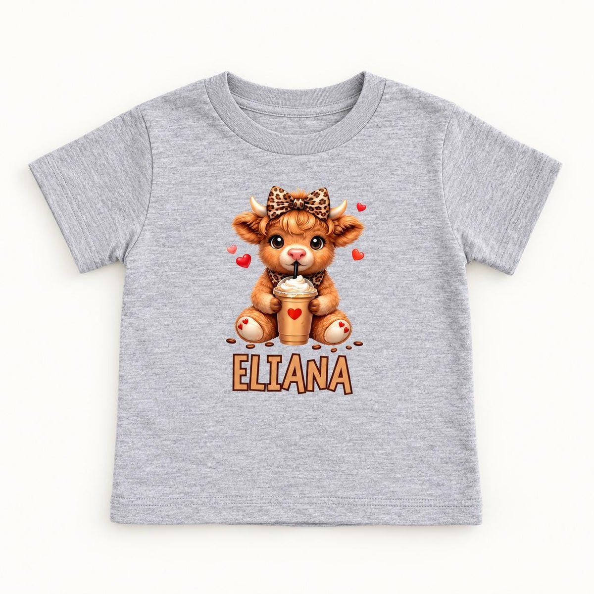Personalized Coffee Highland Cow — garment mockup or size chart