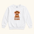 Personalized Coffee Highland Cow — garment mockup or size chart