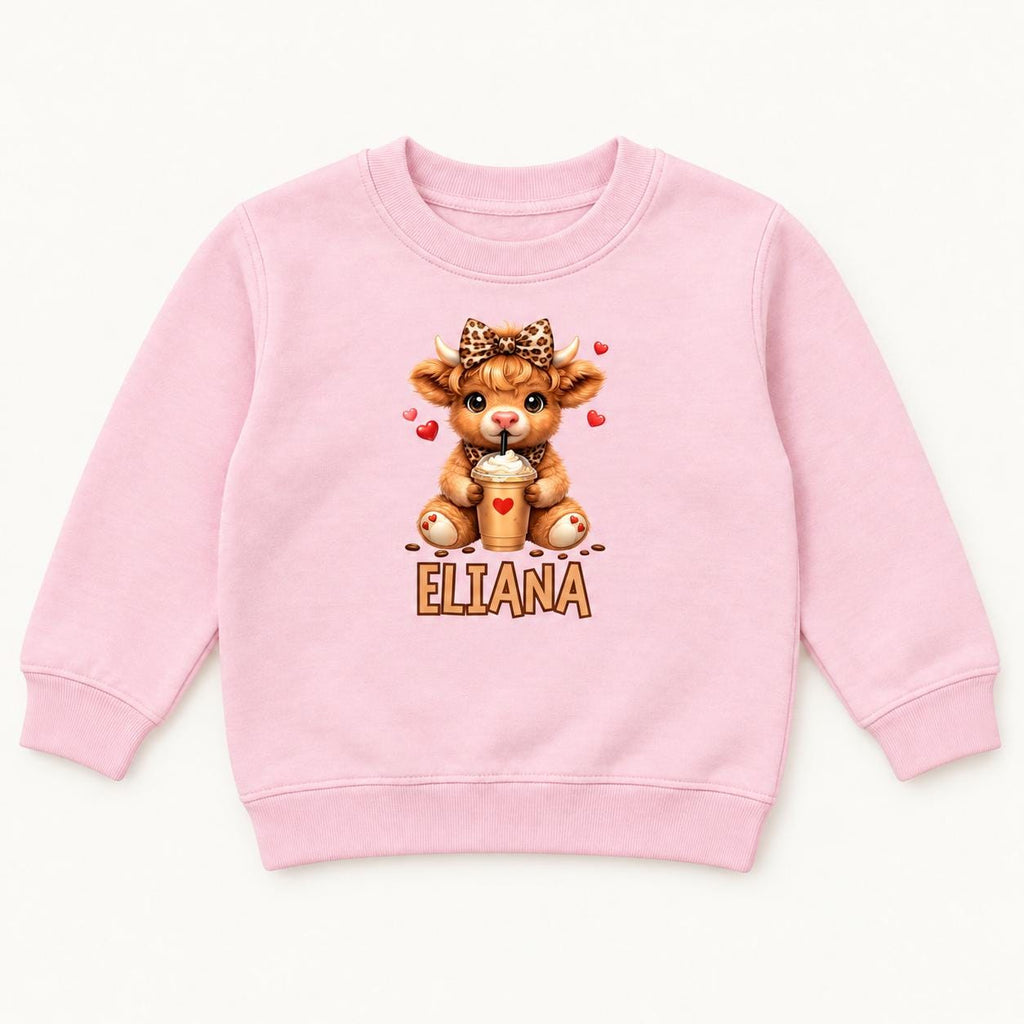 Personalized Coffee Highland Cow — garment mockup or size chart