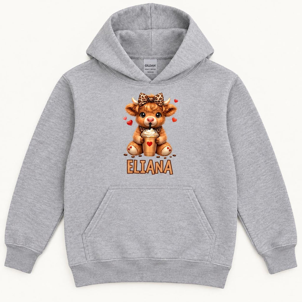 Personalized Coffee Highland Cow — garment mockup or size chart