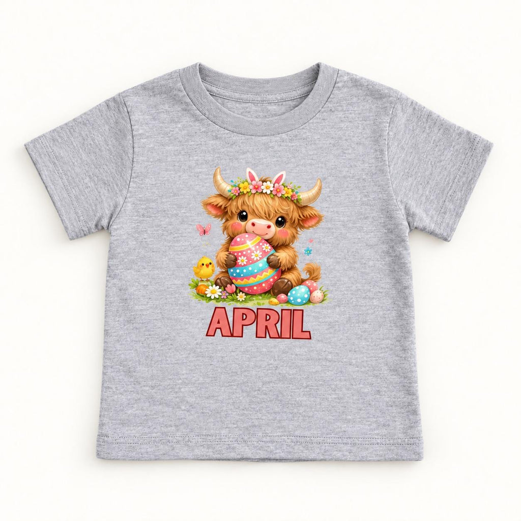 Personalized Easter Highland Cow — garment mockup or size chart