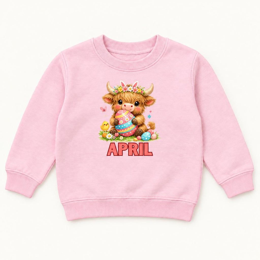 Personalized Easter Highland Cow — garment mockup or size chart