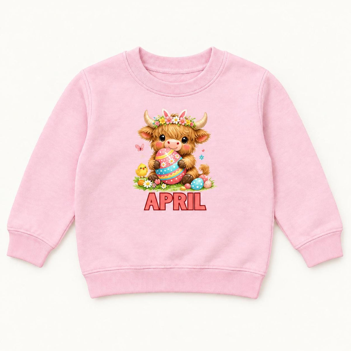 Personalized Easter Highland Cow — garment mockup or size chart