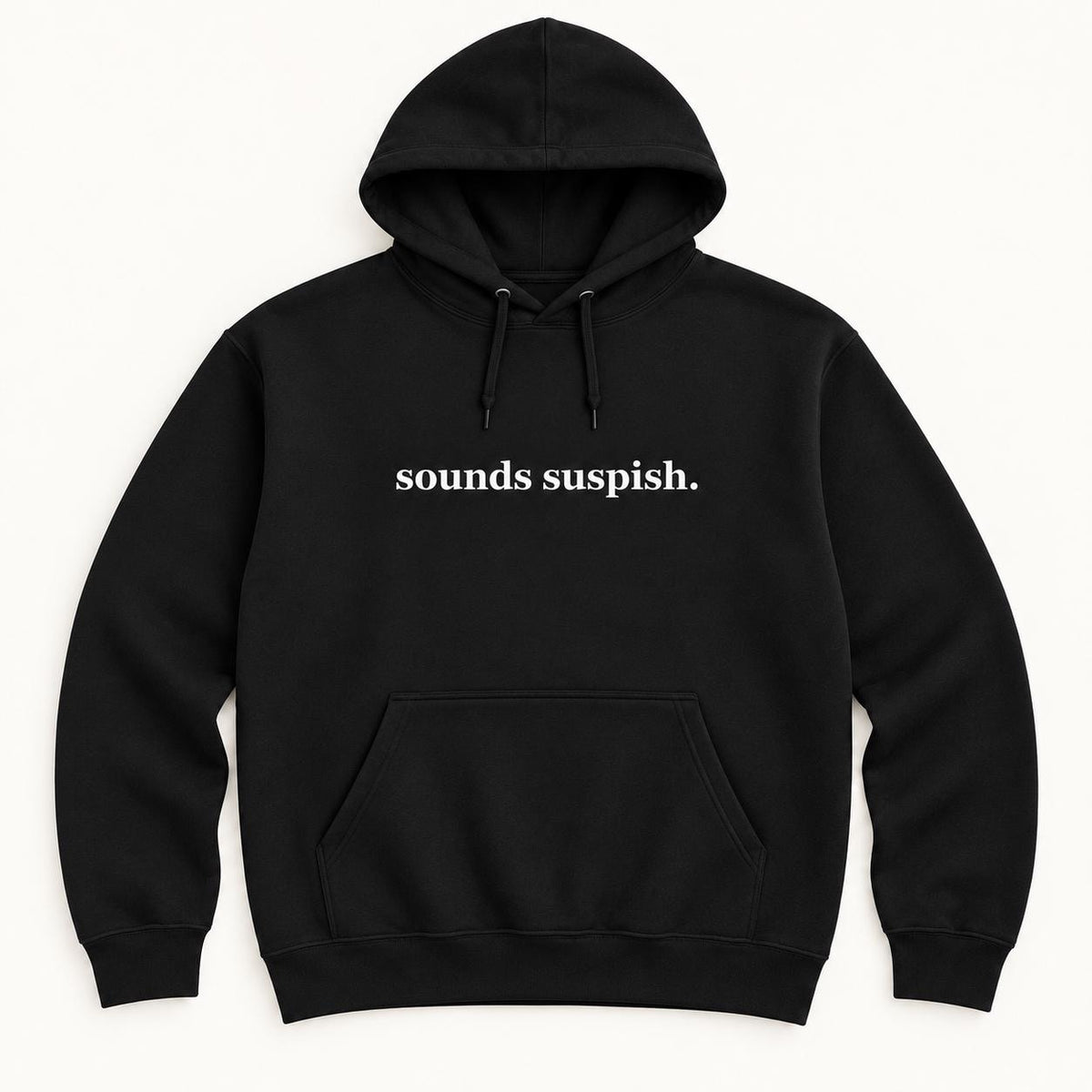 Sounds Suspish — Funny True Crime Sweater — garment mockup or size chart