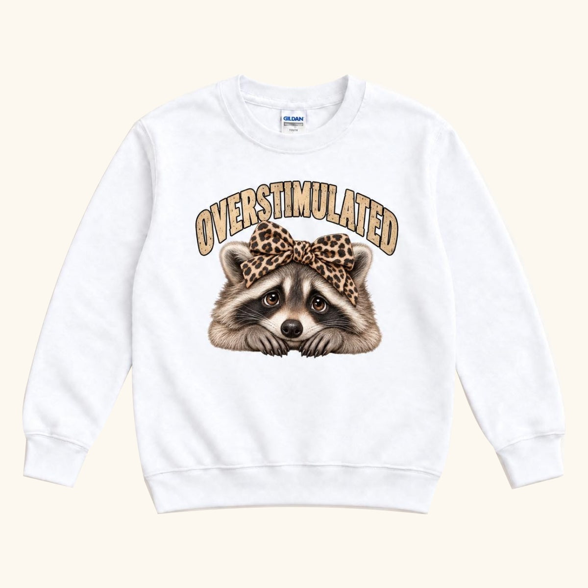 Overstimulated Raccoon — garment mockup or size chart