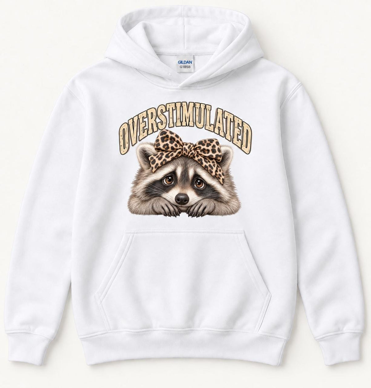 Overstimulated Raccoon — garment mockup or size chart