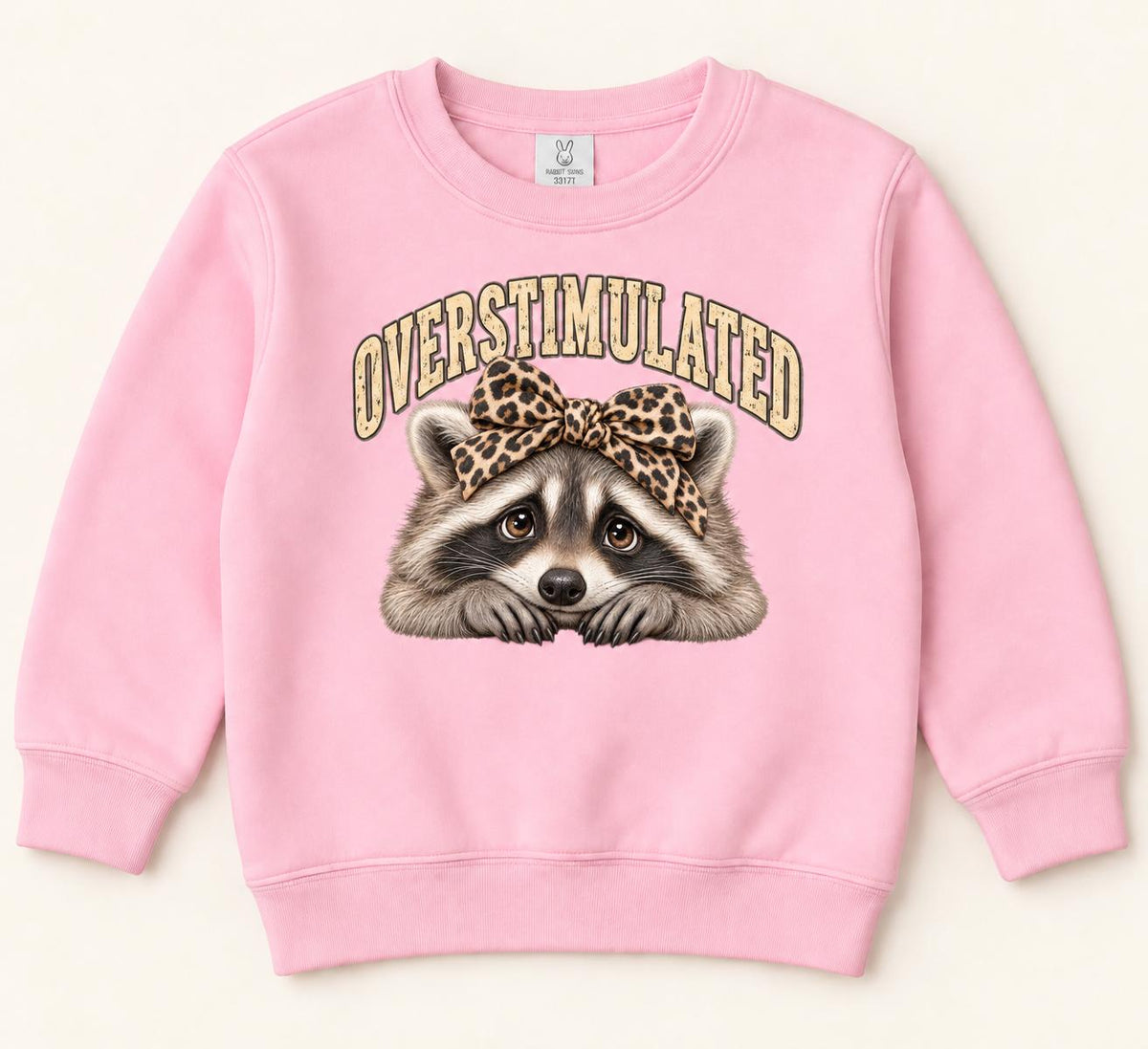Overstimulated Raccoon — garment mockup or size chart