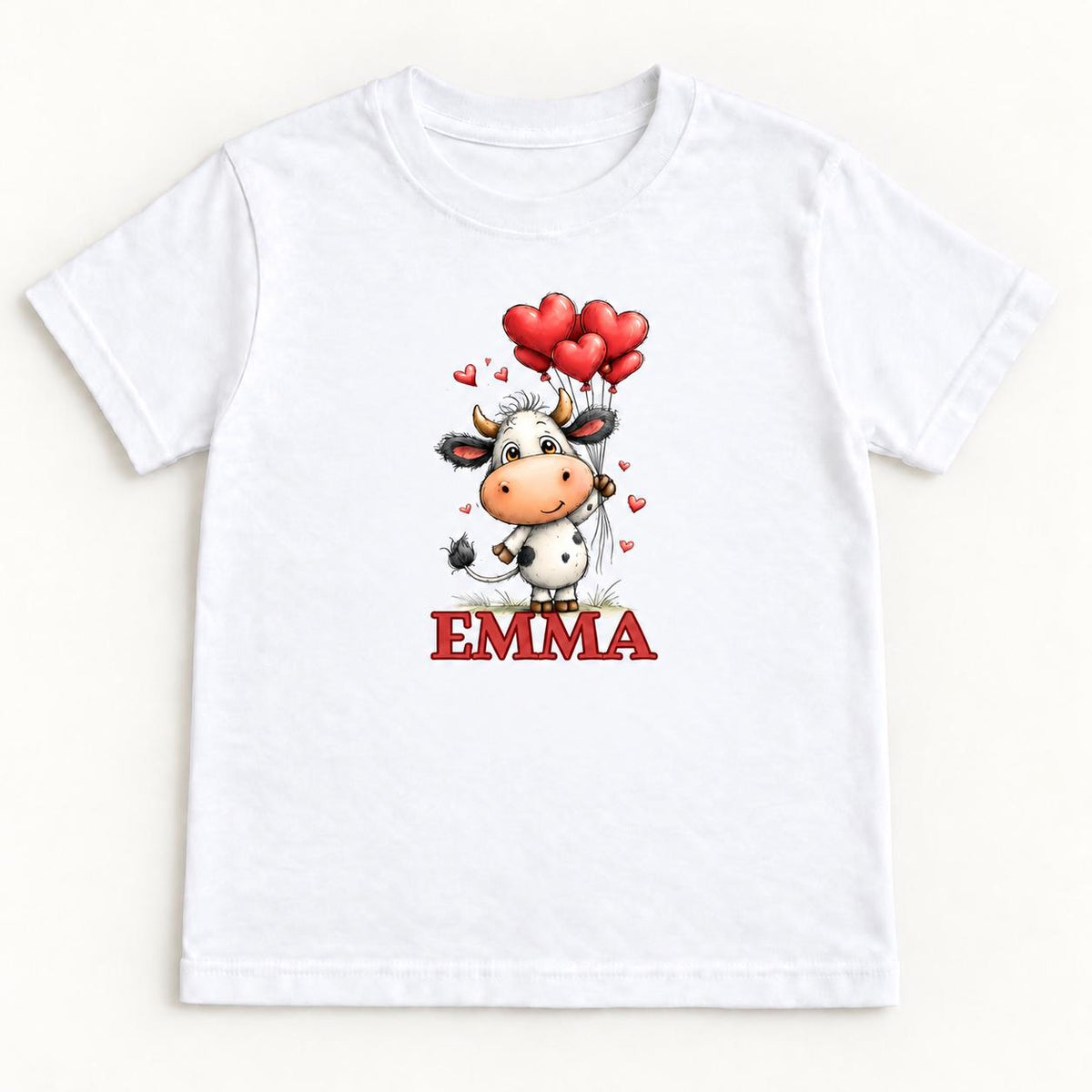 Personalized Cow Heart Balloon — garment mockup or size chart