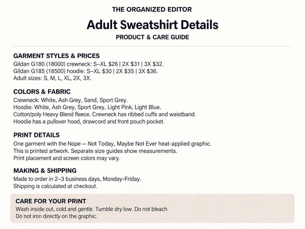 Nope Not Today Maybe Not Ever Goose — garment mockup or size chart