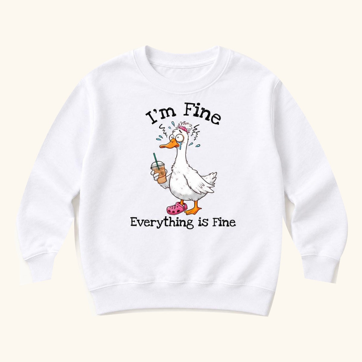 I'm Fine Everything Is Fine Goose — garment mockup or size chart