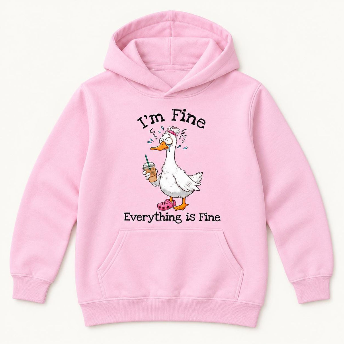 I'm Fine Everything Is Fine Goose — garment mockup or size chart