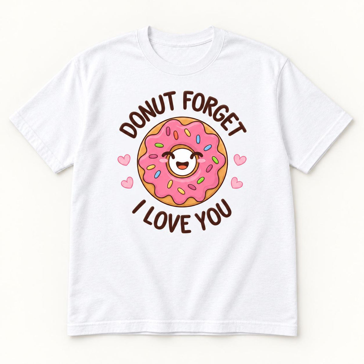 Donut Forget I Love You — garment mockup or size chart