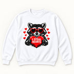 I Steal Hearts Raccoon — garment mockup or size chart