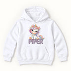 Personalized Unicorn — Pastel Seated Unicorn with Glasses — garment mockup or size chart